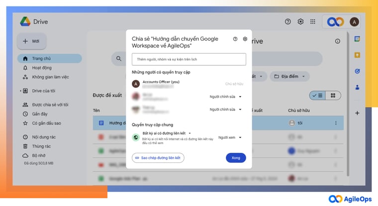 AgileOps - Chia sẻ với người cụ thể