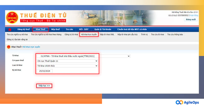 AgileOps - Chi tiết các bước khai Thuế Nhà Thầu nước ngoài