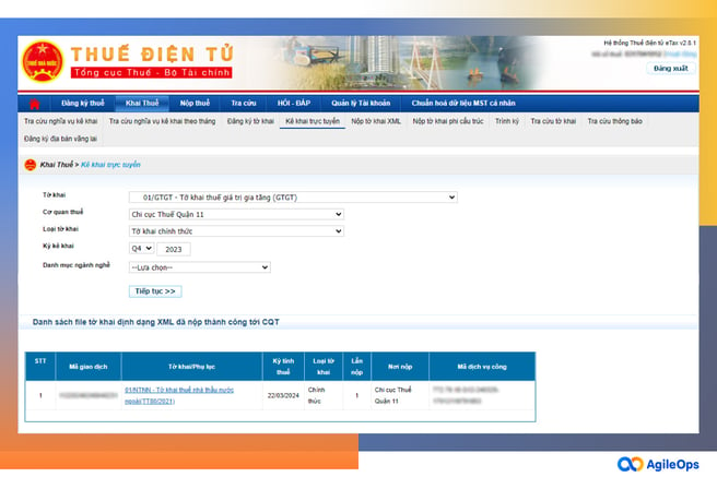 AgileOps - Chi tiết các bước khai Thuế Nhà Thầu nước ngoài