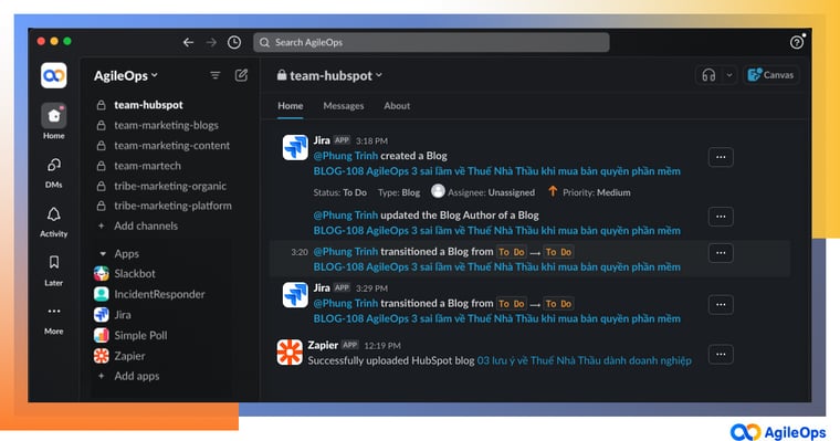 AgileOps - Tự động hoá quy trình quản lý nội dung website cùng HubSpot, Jira, Confluence và Zapier