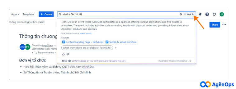 AgileOps - Tìm kiếm bằng AI