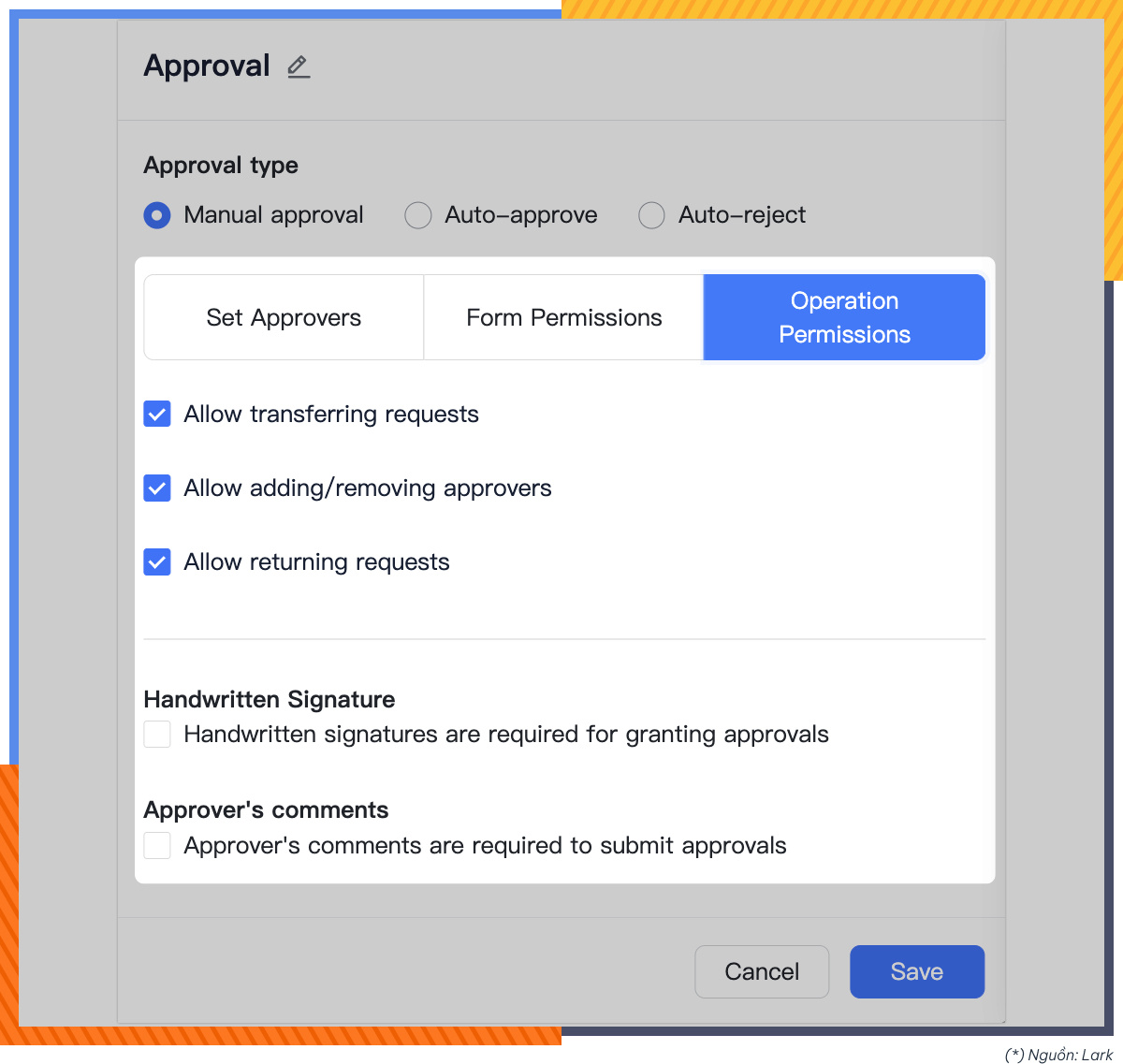 AgileOps -Lark Approval- Phân quyền phê duyệt