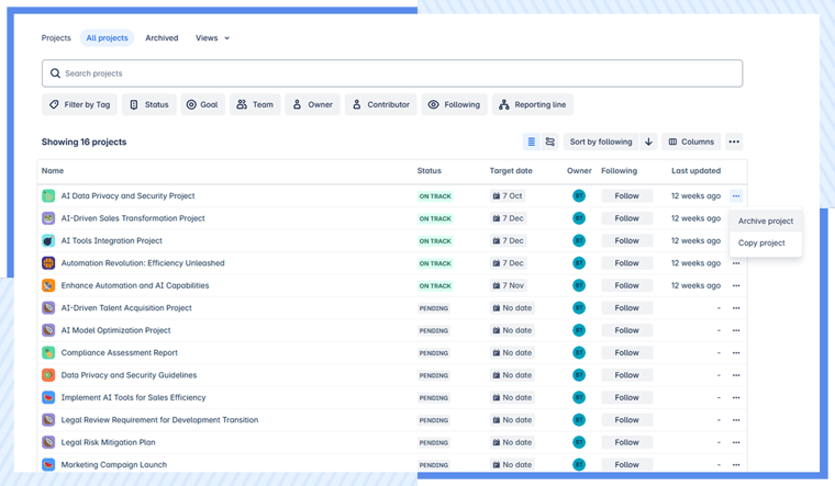 AgileOps - Archive projects