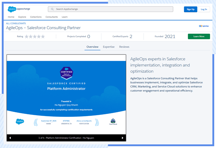 AgileOps - AgileOps trên trang Salesforce Directory