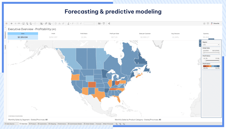 AgileOps - Giao diện phân tích dữ liệu theo vị trí địa lý trên Tableau