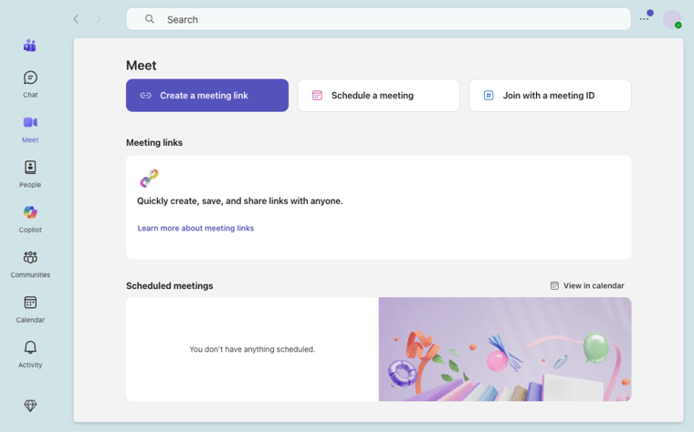 AgileOps - Giao diện tạo cuộc họp trên Microsoft Teams