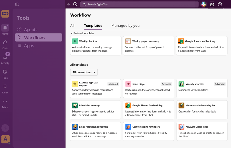 AgileOps - Giao diện tạo workflow trong Slack.png