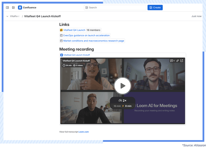 AgileOps - AI tự động đính kèm link video ghi lại cuộc họp trên trang Confluence