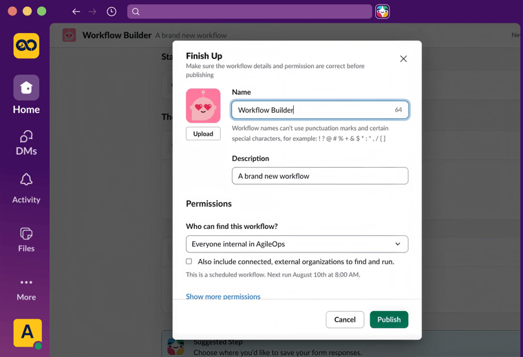 AgileOps - Giao diện khi kích hoạt một quy tình trên Workflow Builder