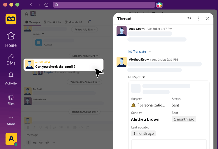 AgileOps - Giao diện Threads trong Slack