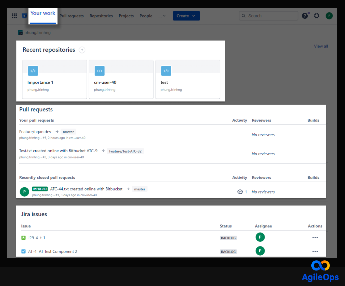 AgileOps - Your work trong Bitbucket