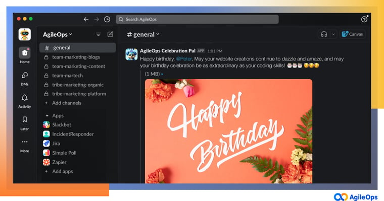 AgileOps - Chúc mừng sinh nhật tự động trên Slack