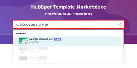 AgileOps - Thanh tìm kiếm của Template Marketplace