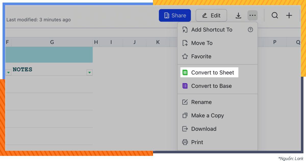 AgileOps - Chuyển đổi Excel hoặc CSV thành Sheets