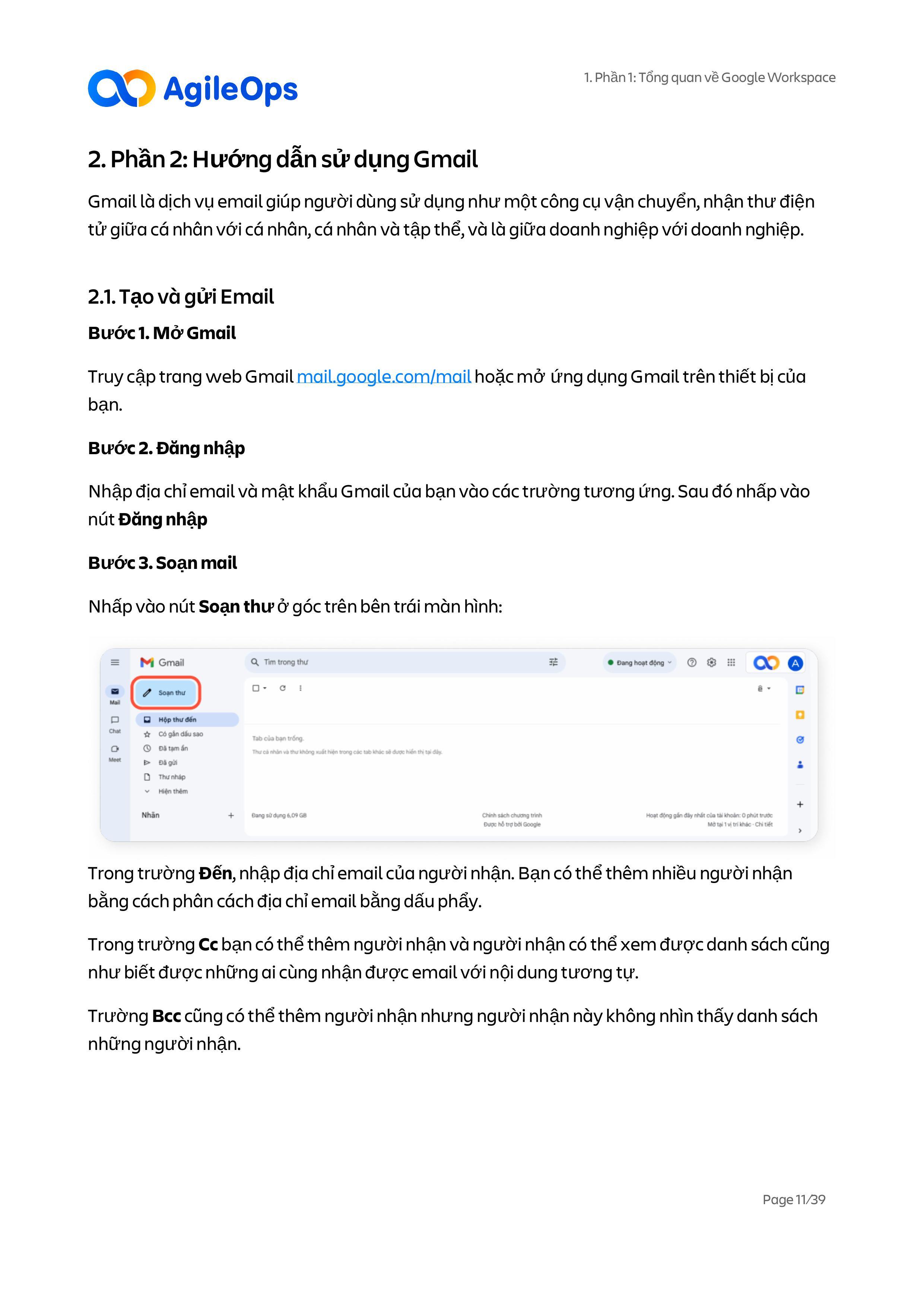 AgileOps - Hướng dẫn sử dụng Google Workspace