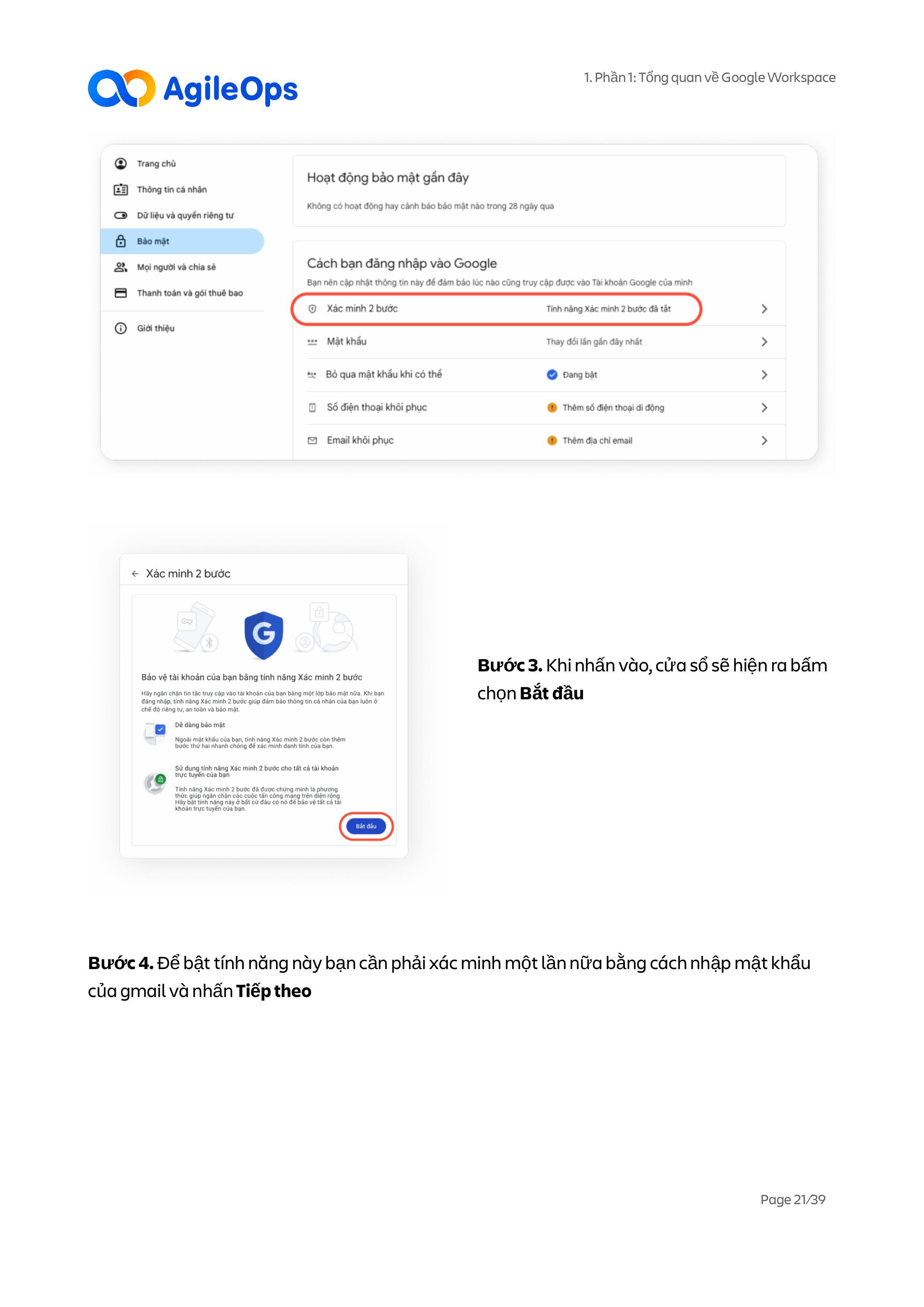 AgileOps - Hướng dẫn sử dụng Google Workspace