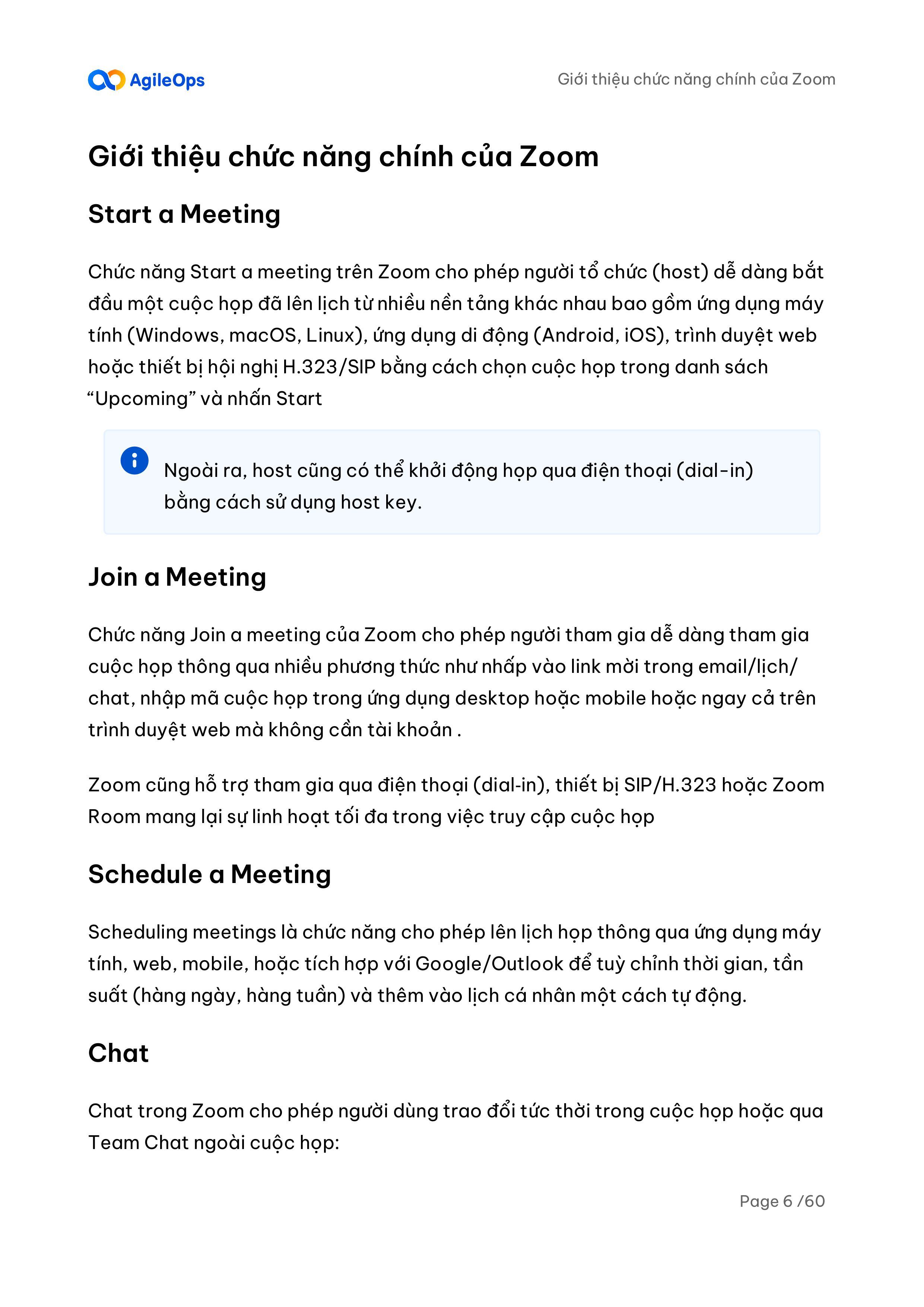 AgileOps - Hướng dẫn sử dụng Zoom