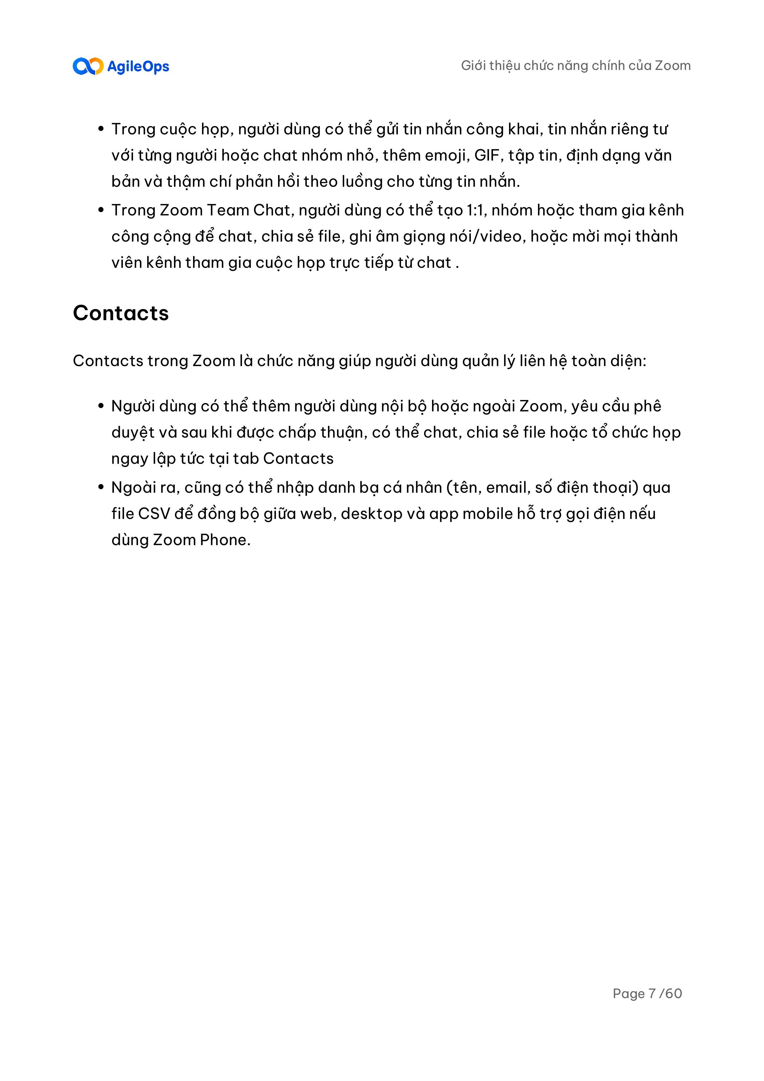 AgileOps - Hướng dẫn sử dụng Zoom