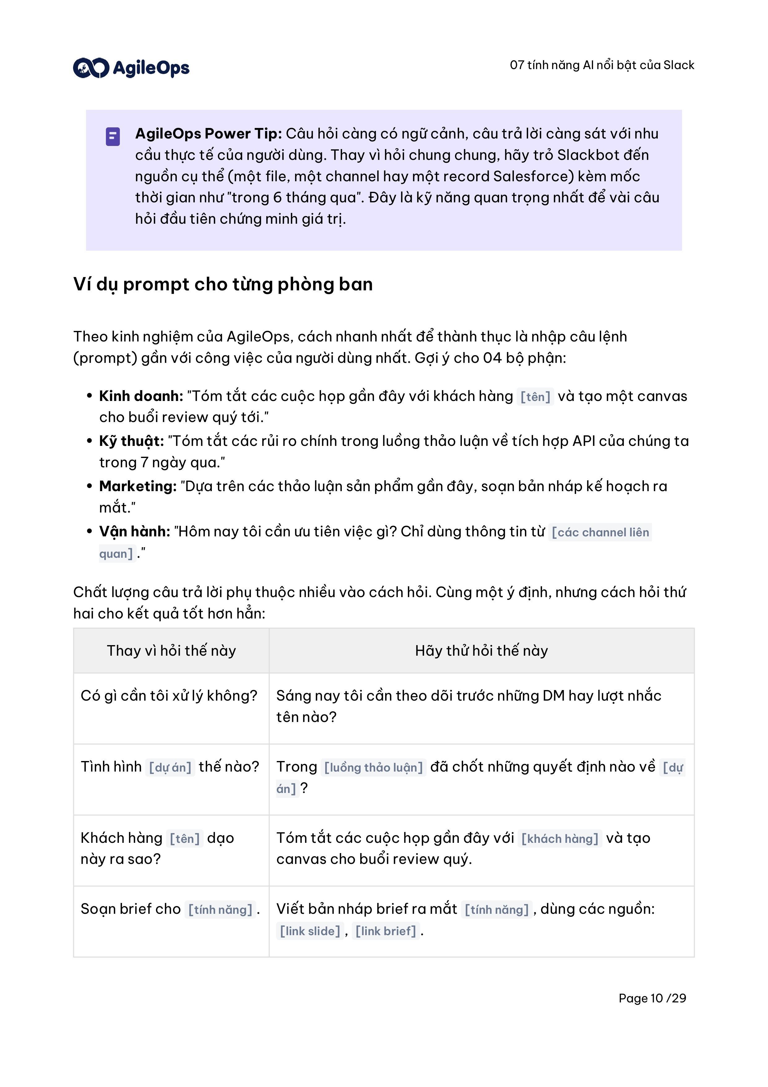 AgileOps - Hướng dẫn triển khai AI trong Slack